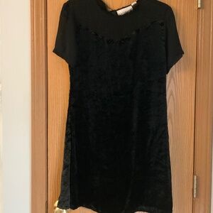 DAMAGED VINTAGE 80’S PASSPORTS PIER 1 IMPORTS BLACK CRUSHED VELVET DRESS SIZE L